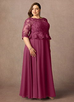 Azazie Averie Mother of the Bride Dresses Mulberry A-Line Boatneck Sequins Chiffon Dress image12