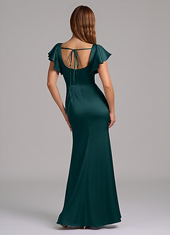 Azazie Elkie Bridesmaid Dresses Pine Mermaid Square Neckline Stretch Satin Dress image2