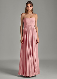 Azazie Chiana Vestidos de madrinha de casamento Vestido Rosa Empoeirada de Chiffon de Linha A com Sem alças image4