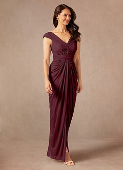 Azazie Lisolette Mother of the Bride Dresses Cabernet Sheath Pleated Mesh Dress image5
