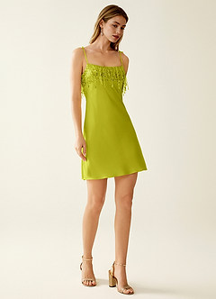 SeJone Neongrün Paillettenbesticktes Satin-Minikleid image6