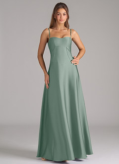 Azazie Valentine Suknie dla druhen Linia A Gorset Satyna elastyczna Do ziemi Sukienka image3