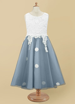 Azazie Sayu Flower Girl Dresses A-Line Lace Tulle Tea-Length Dress image6