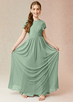 Azazie Mosley Junior Robe Trapèze en Maille Rayé Matcha image4
