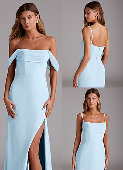 Azazie Saige Bridesmaid Dresses Sky Blue A-Line Off the Shoulder Chiffon Convertible Dress image10