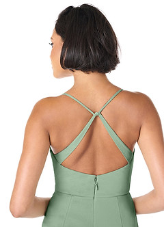 Azazie Ashana Robes de demoiselle d'honneur Robe Fourreau en Maille Dentelle en forme de cœur Matcha image5
