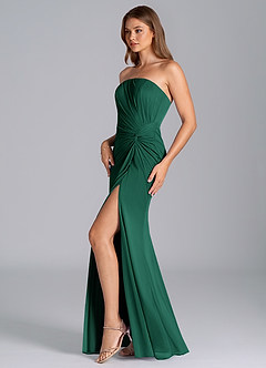 Azazie Mariya Bridesmaid Dresses Emerald Mermaid Strapless Mesh Dress image5