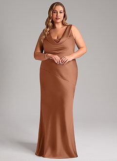 Azazie Rylina Bridesmaid Dresses Bronzer Mermaid Stretch Satin Dress image9