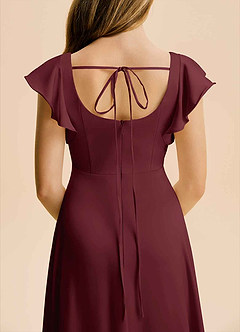 Azazie Bondi Junior Cabernet A-Line Side Slit Stretch Satin Dress image6