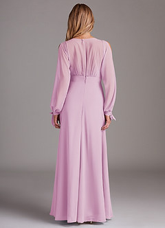 Azazie Matilda Bridesmaid Dresses Candy Pink A-Line Long Sleeve Chiffon Dress image5