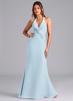 Azazie Valerie Bridesmaid Dresses Sky Blue Mermaid Pleated Chiffon Dress image1