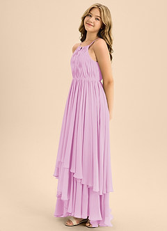 Azazie Elliora Junior Candy Pink A-Line Pleated Chiffon Dress image6