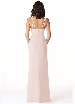 Azazie Leo Bridesmaid Dresses Rose Petal Mermaid V-Neck Pleated Chiffon Dress image2