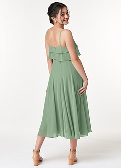 Azazie Ensley Junior Vestido de Matcha de Gasa de Corte En A con Plisado image6