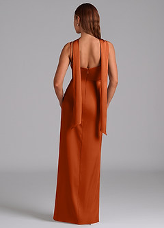 Azazie Calandra Suknie dla druhen Linia A Pofałdowany Satyna elastyczna Do ziemi Sukienka image4