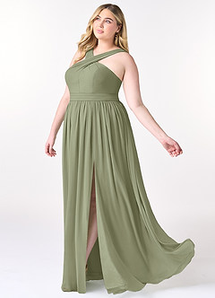 Azazie Elvira At-home Try On Dresses Wisteria A-Line Pleated Chiffon Dress image9