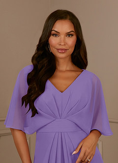 Azazie Oksana Mother of the Bride Dresses Tahiti A-Line V-Neck Pleated Chiffon Dress image4