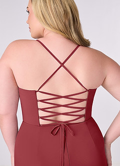 Barbie ♥ Azazie Bridesmaid Dresses Pomegranate Sheath Corset Chiffon Dress image8