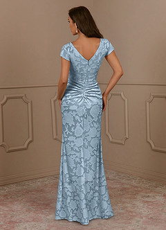Azazie Roya Mother of the Bride Dresses Sky Blue Mermaid Ruched Floral Burnout Dress image4