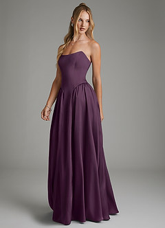Azazie Arden Bridesmaid Dresses Plum A-Line Corset Stretch Satin Dress image5