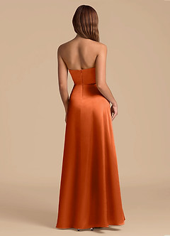 Azazie Wren Bridesmaid Dresses Burnt Orange A-Line Strapless Metallic Satin Dress image2