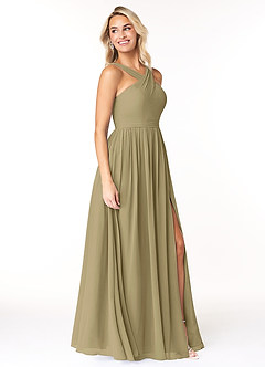 Azazie Elvira Bridesmaid Dresses Moss Green A-Line Pleated Chiffon Dress image4
