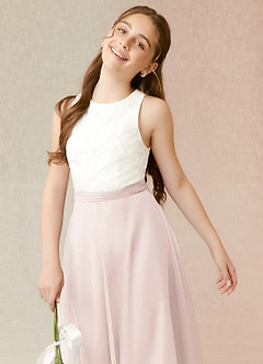 Azazie Albertine Junior A-Linie Spitze Chiffon Kleid Blassrosa image5