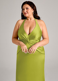 Azazie Valerie Suknie dla druhen Syrena Pofałdowany Satyna elastyczna Do ziemi Sukienka image13