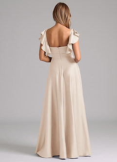Azazie Leilani Bridesmaid Dresses White Alabaster A-Line Ruched Stretch Satin Dress image2