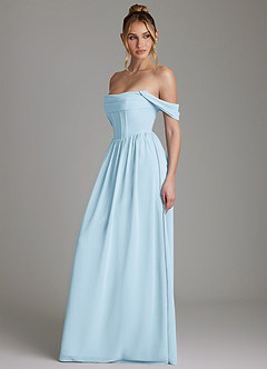 Azazie Caterina Bridesmaid Dresses Sky Blue A-Line Corset Chiffon Dress image9