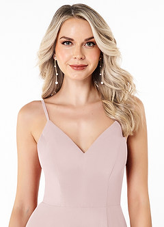 Azazie Lena Jurken voor bruidsmeisjes Jurk van Chiffon met A-Lijn Kant Blozend Roze image4