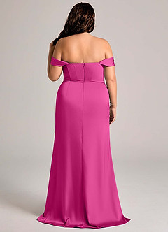 Azazie Johana Vestidos de damas de honor Vestido de Fucsia de Satén Elástico de Corte Sirena Convertible con Vestidos sin tirantes image11