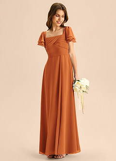 Azazie Azey Junior Cinnamon A-Line Ruched Chiffon Dress image3