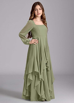 Azazie Clara Junior Klänning av A-Line i Chiffong Blouson image4