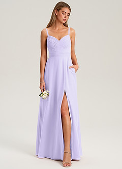 Azazie Terese Brautjungfernkleider A-Linie Plissee Chiffon Kleid Flieder image3