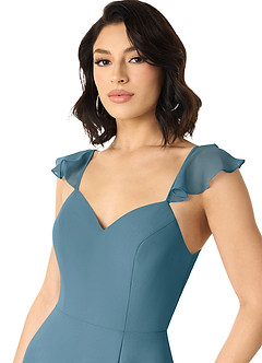 Azazie Everett Bridesmaid Dresses Bermuda A-Line V-neck Ruched Chiffon Dress image4