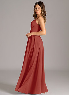 Azazie Amani Brautjungfernkleider A-Linie Plissee Chiffon Kleid Terrakotta image3