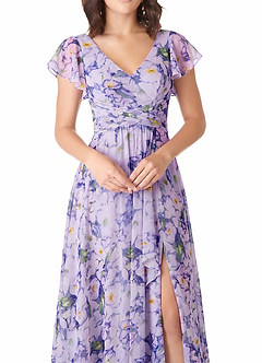 Azazie Omari Brautjungfernkleider A-Linie Chiffon Kleid Fliederblüte image5