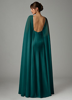 Azazie Stefania Robes de demoiselle d'honneur Robe Trapèze en Satin extensible Paon image4