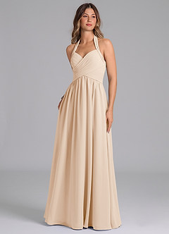 Azazie Darlyn Bridesmaid Dresses White Alabaster A-Line Pleated Chiffon Dress image1