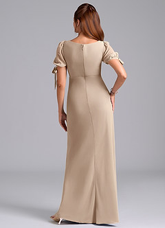 Azazie Pheby Bridesmaid Dresses Taupe A-Line Pleated Chiffon Dress image6