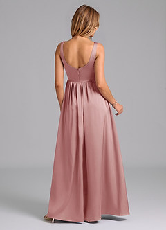 Azazie Keyla Bridesmaid Dresses Dusty Rose A-Line Pleated Stretch Satin Dress image2
