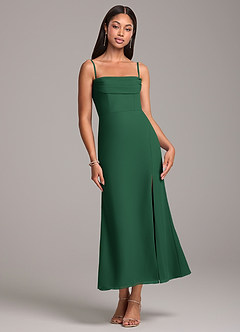Azazie Saige Bridesmaid Dresses Dark Green Sheath Off the Shoulder Chiffon Convertible Dress image7