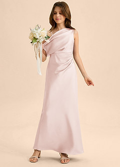 Azazie Emerson Junior Abito Tubino in Raso Elasticizzato a Spalla Scoperta Rosa Rossore image1