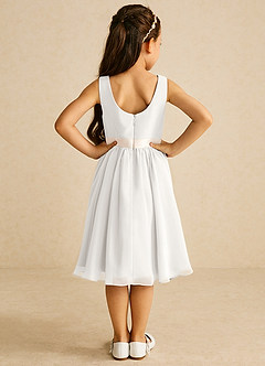 Azazie Elina Flower Girl Dresses Ivory White Alabaster A-Line Sleeveless Chiffon Dress image6