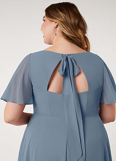 Azazie Kimber Vestidos de damas de honor Vestido de Crepúsculo de Gasa de Corte en A con Manga volante image14