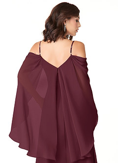 Azazie Cienna Bridesmaid Dresses Cabernet A-Line Off the Shoulder Chiffon Dress image3