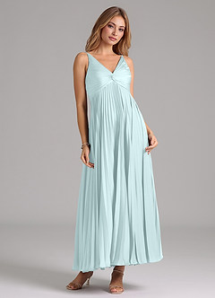 Azazie Raychelle Brautjungfernkleider A-Linie Plissee Stretch-Satin Kleid Seegrün image5
