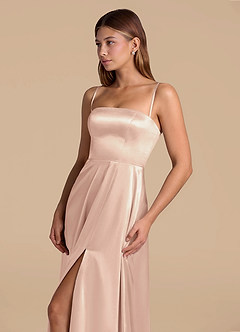 Azazie Wren Bridesmaid Dresses English Rose A-Line Strapless Metallic Satin Dress image6