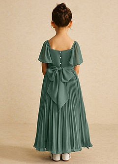 Azazie Bun Bun Robe Demoiselle D'honneur Fillette Robe Trapèze en Mousseline de soie Plissée Mousse De Mer image2